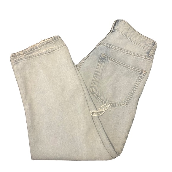 H&M Loose Straight High Waisted  Distressed Blue Jeans|Size 8/25inch inseam - Picture 11 of 11